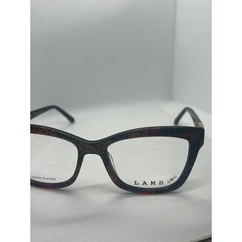 L.A.M.B. LA083 Designer Eyeglasses Frames Cat Eye Multicolor Gold Accents‎
